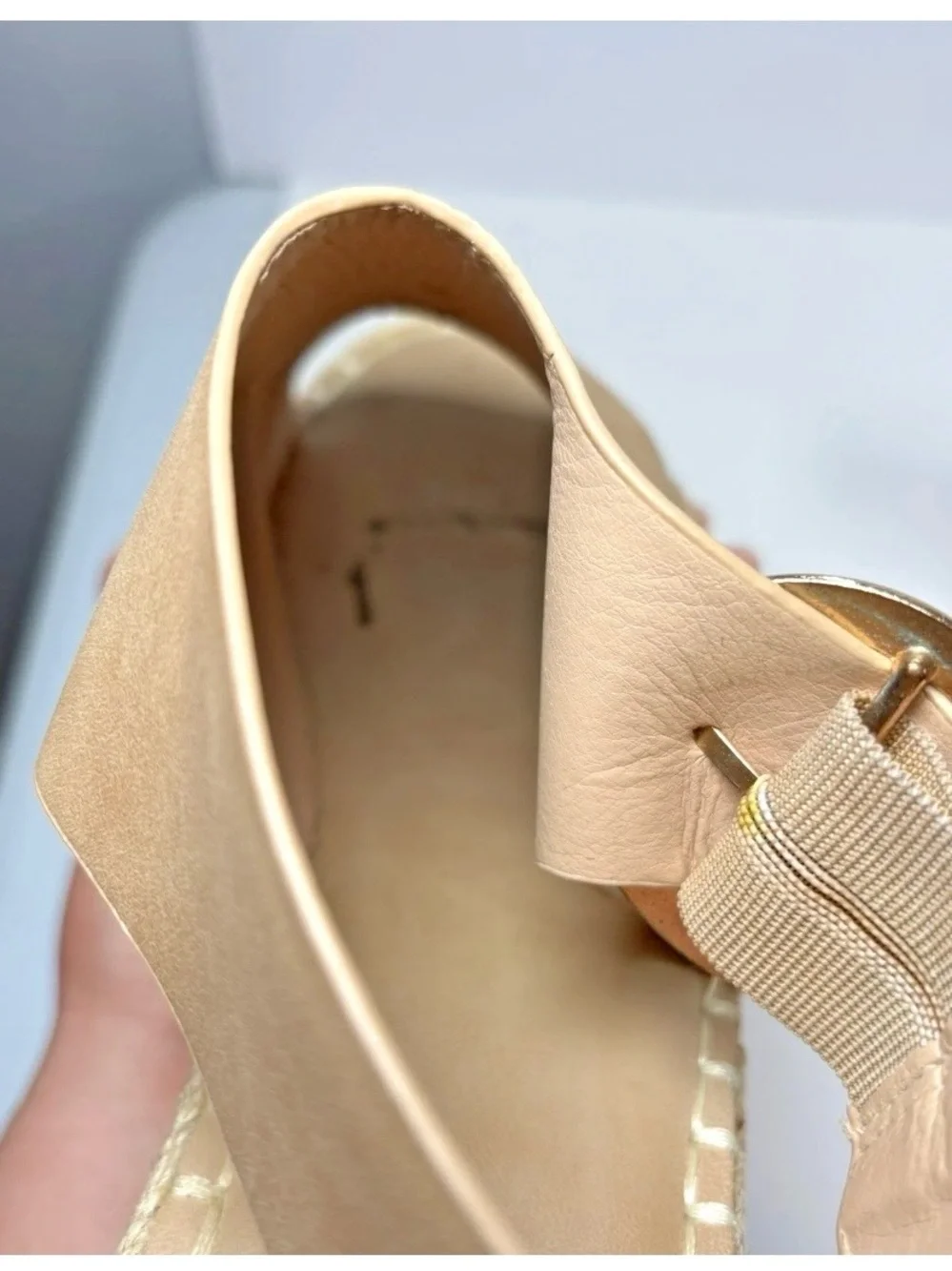 Catherine Malandrino Espadrille Wedge Sandals 9.5 Tan Suede Open Toe Slingback